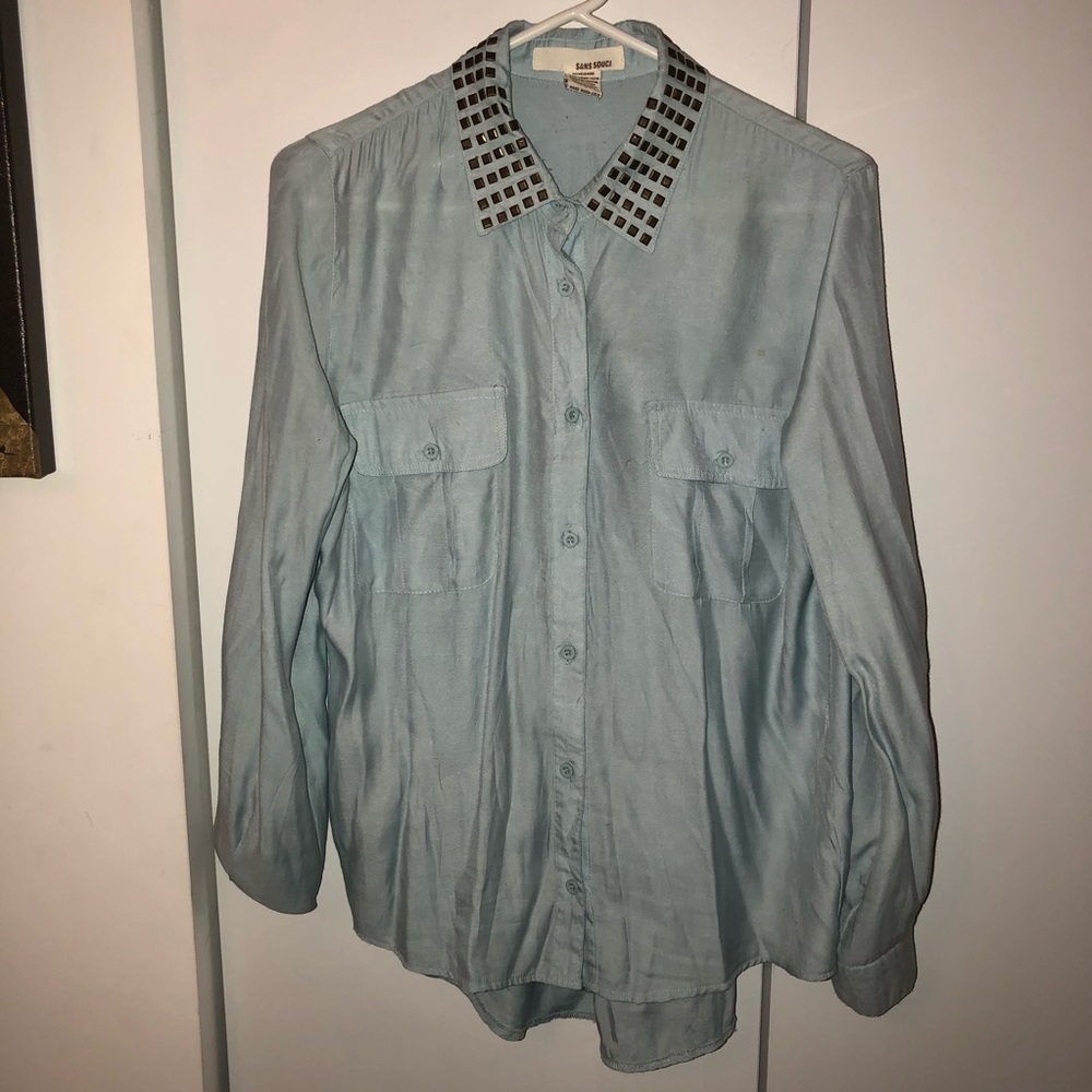 Light Blue Button Down Tee